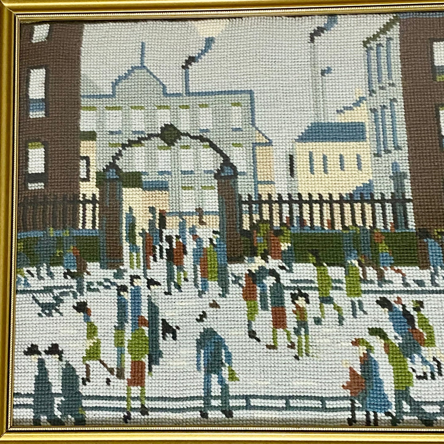 Vintage Northern Industrial Factory Scene L S Lowry Tapestry Framed & Glazed