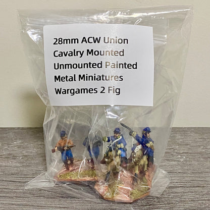 28mm ACW Union Cavalry Mounted Unmounted Painted Metal Miniatures Wargames 2 Fig