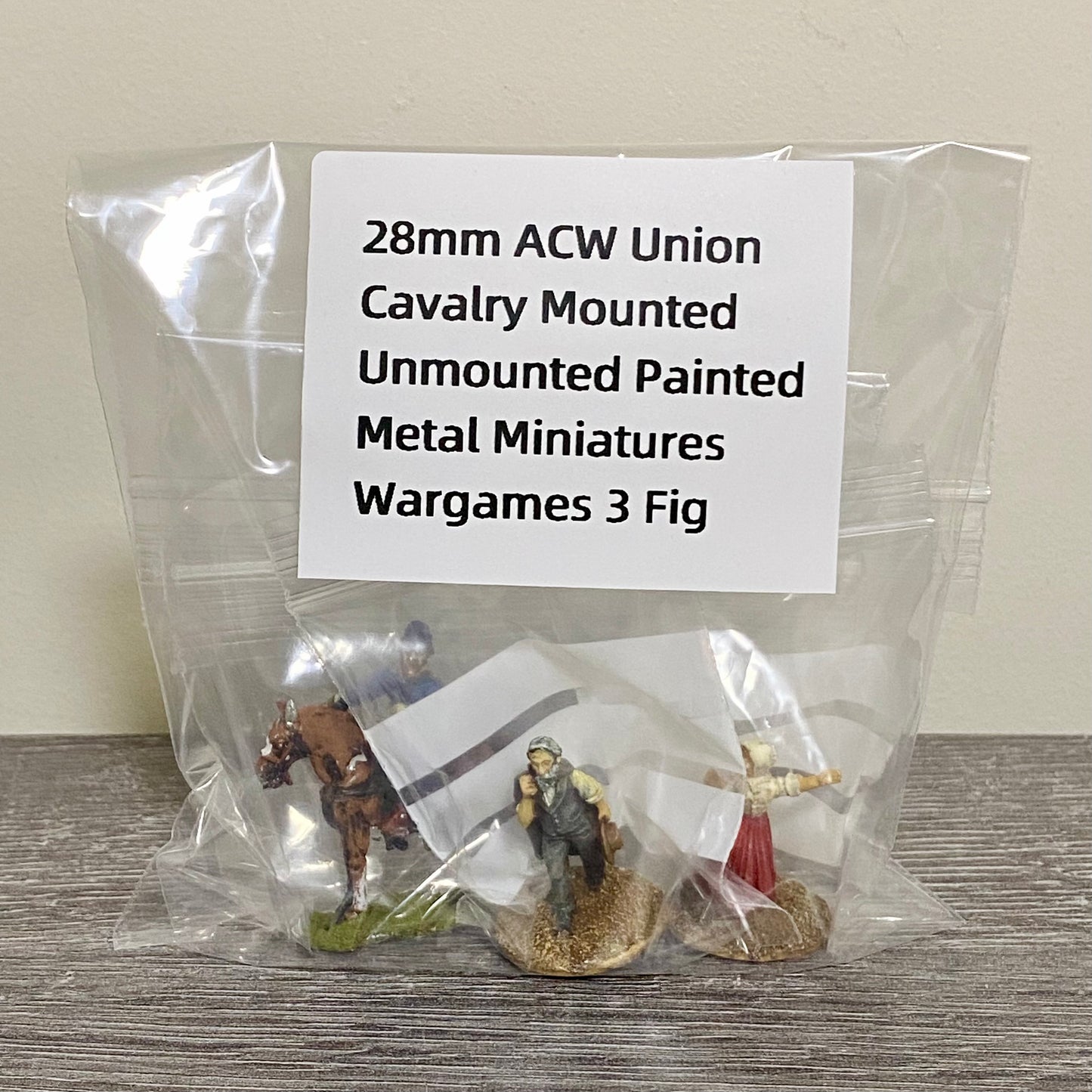 28mm ACW Union Cavalry Mounted Unmounted Painted Metal Miniatures Wargames 3 Fig