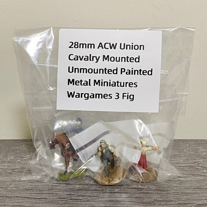 28mm ACW Union Cavalry Mounted Unmounted Painted Metal Miniatures Wargames 3 Fig