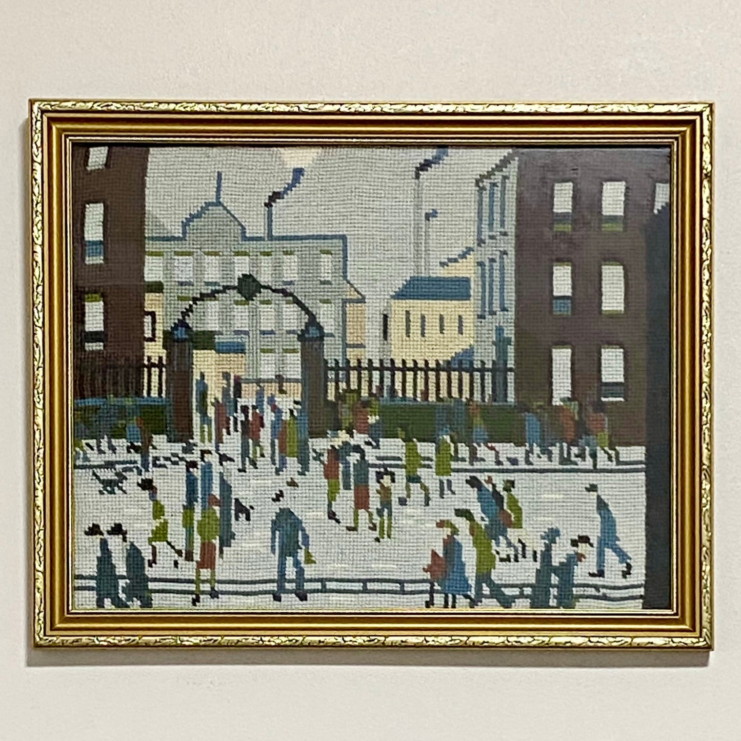 Vintage Northern Industrial Factory Scene L S Lowry Tapestry Framed & Glazed