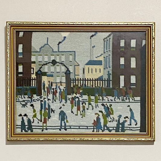 Vintage Northern Industrial Factory Scene L S Lowry Tapestry Framed & Glazed