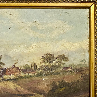 Antique Lady By Lake Rural Scene With Ducks Oil On Canvas Signed F A 1912 Framed