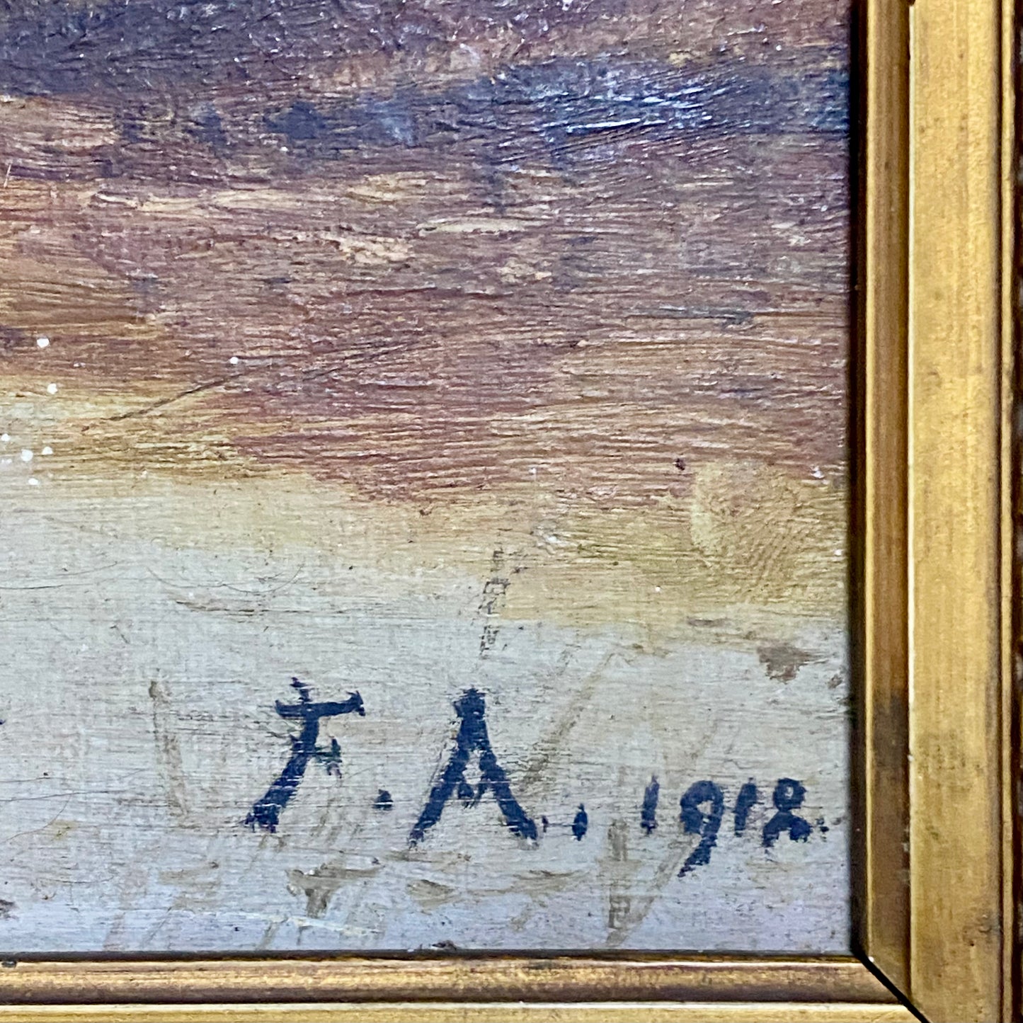 Antique Lady By Lake Rural Scene With Ducks Oil On Canvas Signed F A 1912 Framed