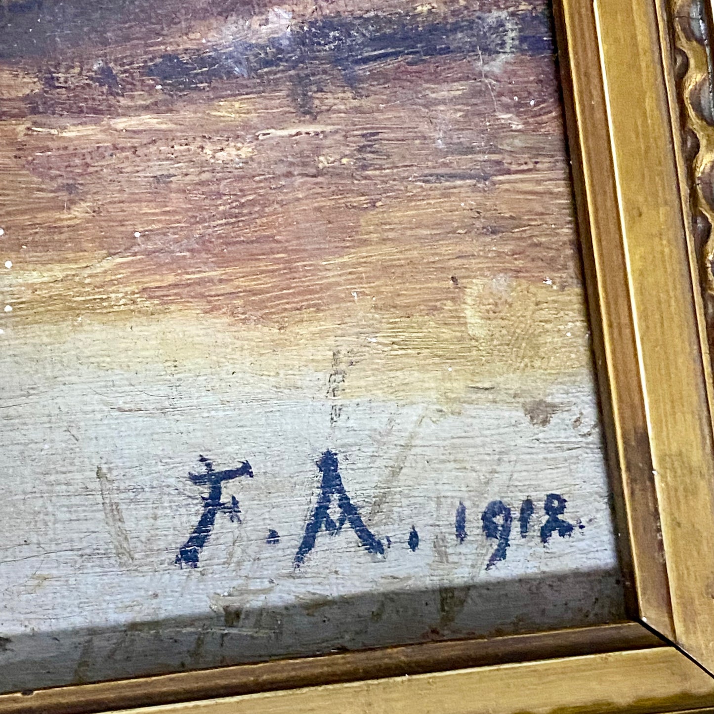 Antique Lady By Lake Rural Scene With Ducks Oil On Canvas Signed F A 1912 Framed