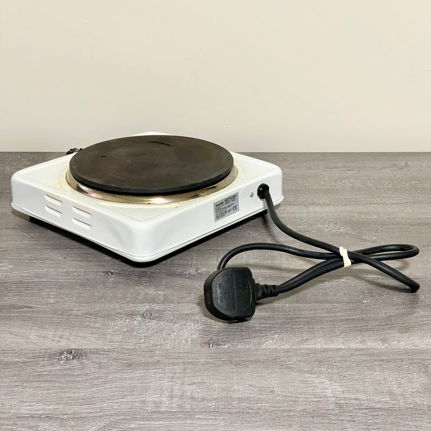 Sentik Single Electric Hot Plate Adjustable 1500W UK Plug White Fully Working