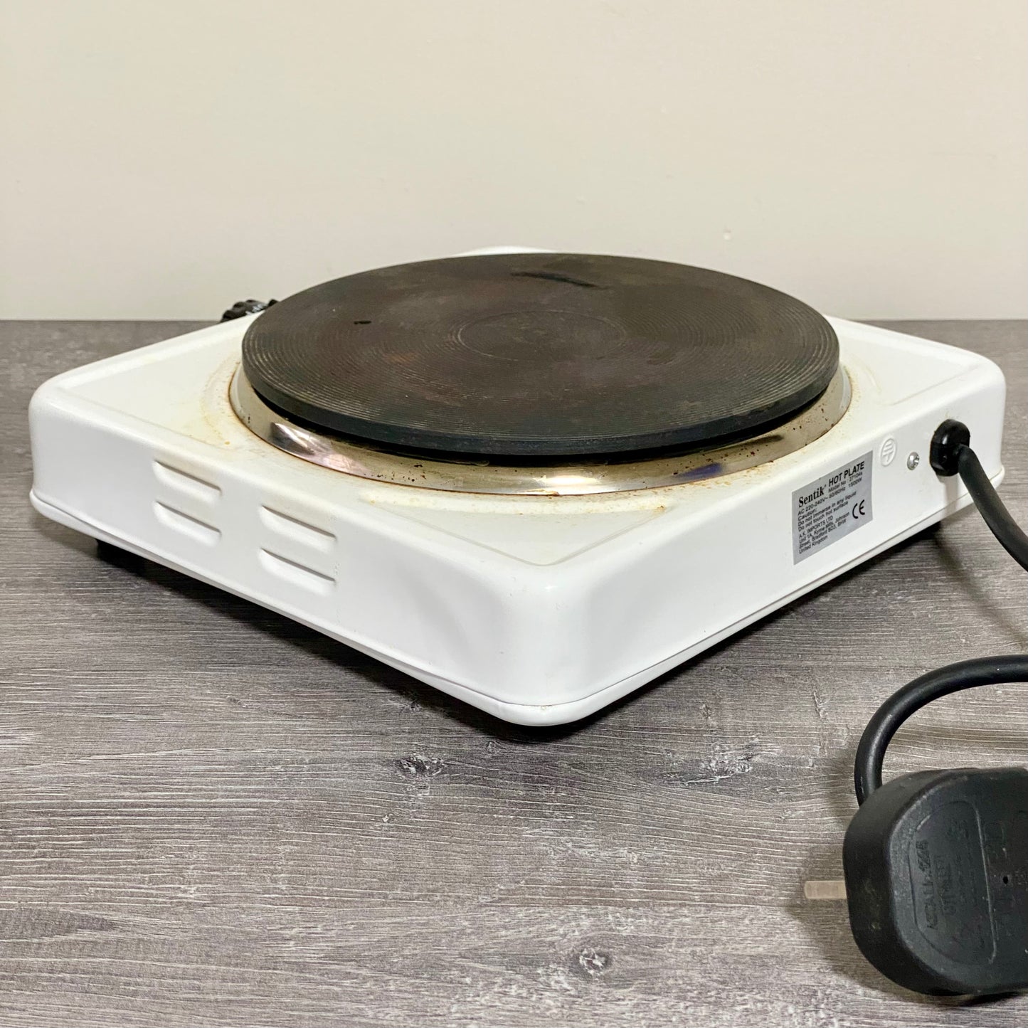 Sentik Single Electric Hot Plate Adjustable 1500W UK Plug White Fully Working
