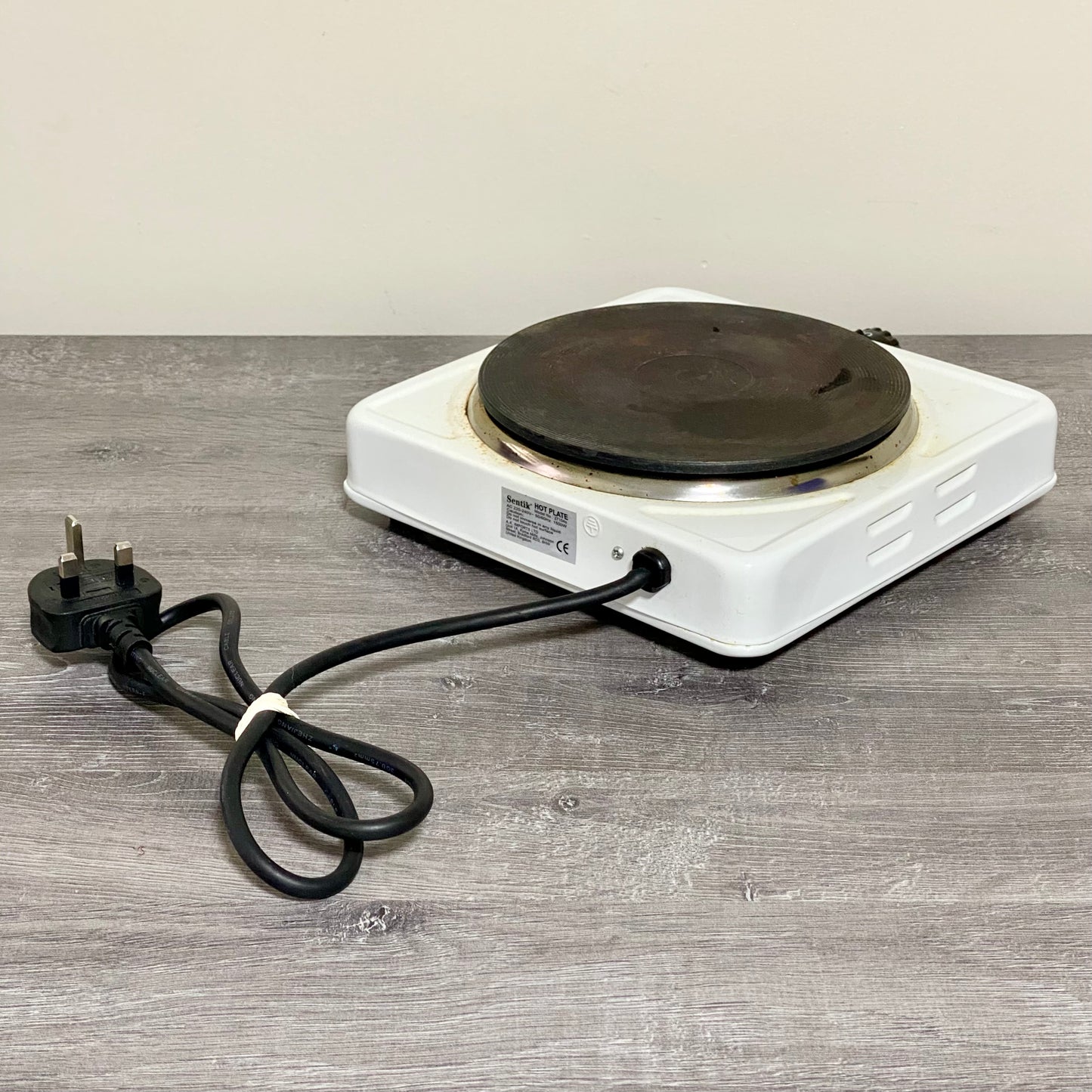 Sentik Single Electric Hot Plate Adjustable 1500W UK Plug White Fully Working