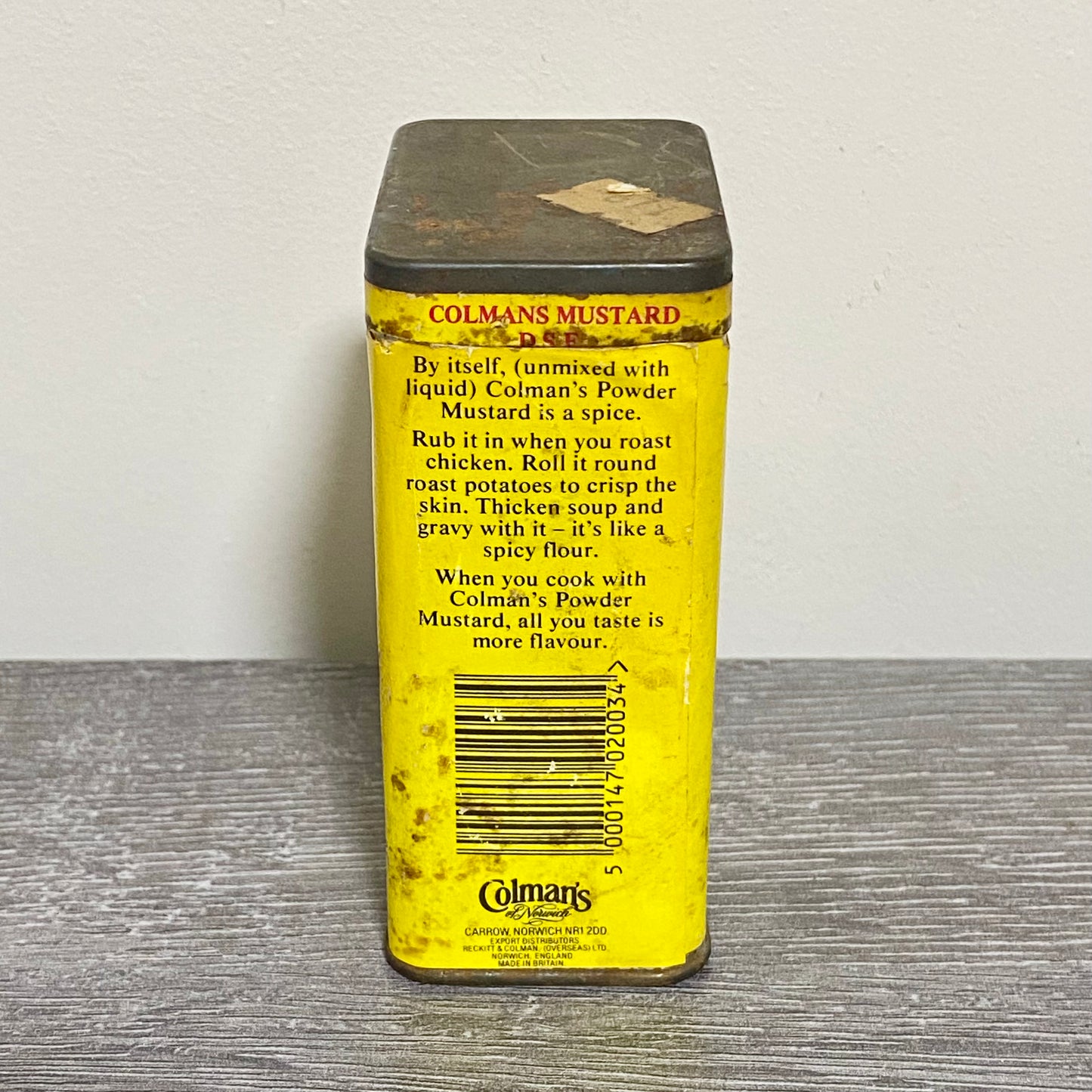 Vintage Colman’s Mustard Spice Tin 4oz Collectible Retro Norwich England & Lid