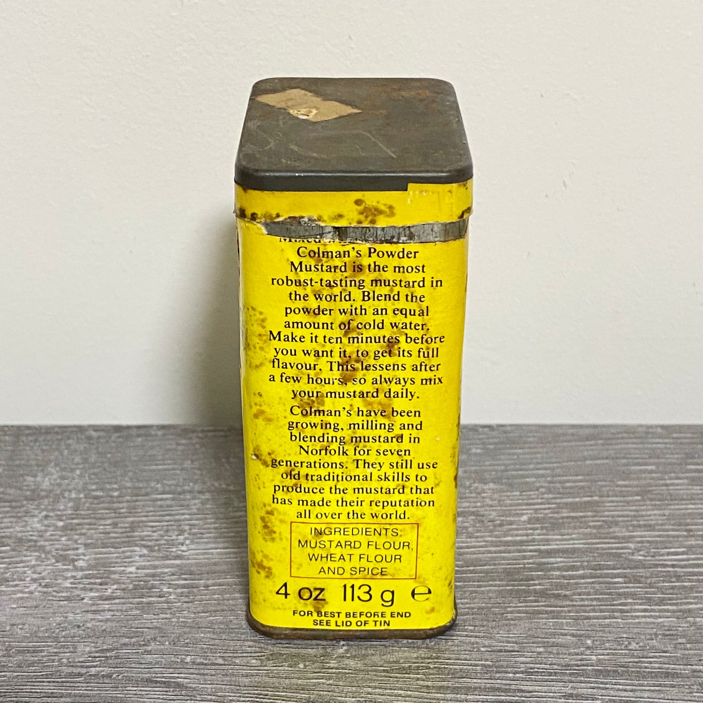 Vintage Colman’s Mustard Spice Tin 4oz Collectible Retro Norwich England & Lid