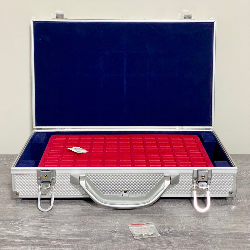 Aluminium Large Coin Carry Case With 5 Red Tray For Various Size Coins With Key