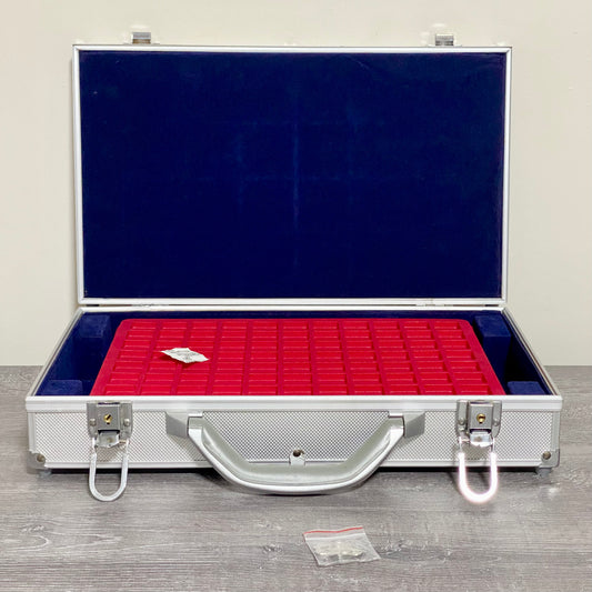 Aluminium Large Coin Carry Case With 5 Red Tray For Various Size Coins With Key