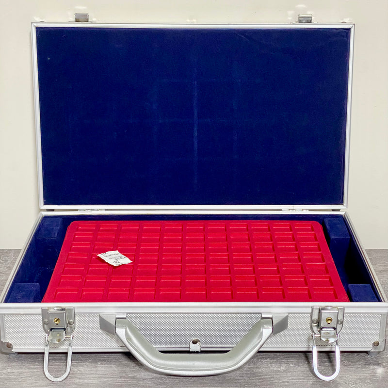 Aluminium Large Coin Carry Case With 5 Red Tray For Various Size Coins With Key