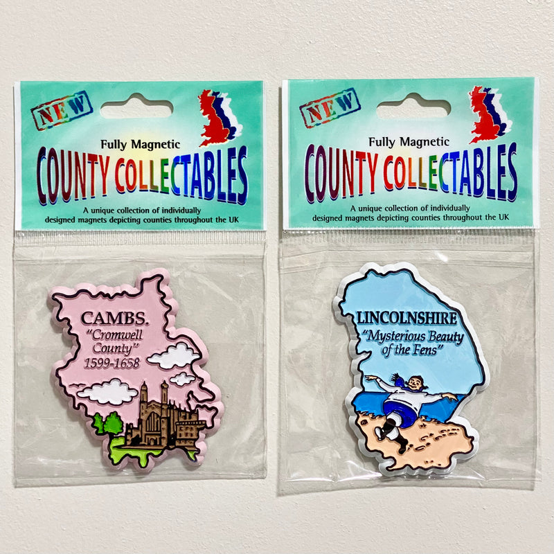Cambs Cambridgeshire & Lincolnshire Fridge Magnets Pair 2x Cromwell County Fens