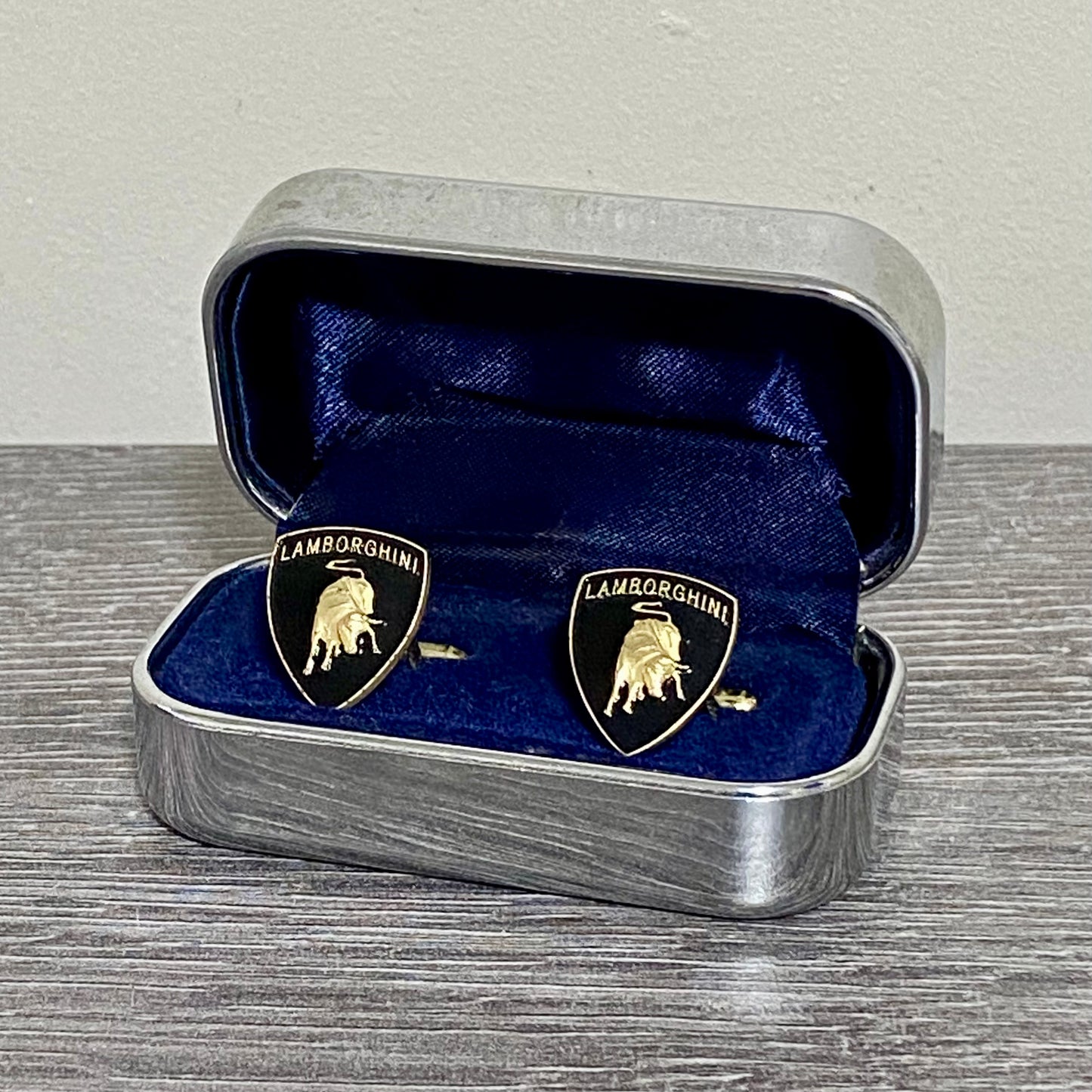 Genuine Lamborghini Cufflinks Vintage Pair Set Logo Emblem Bull Shield Car Rare