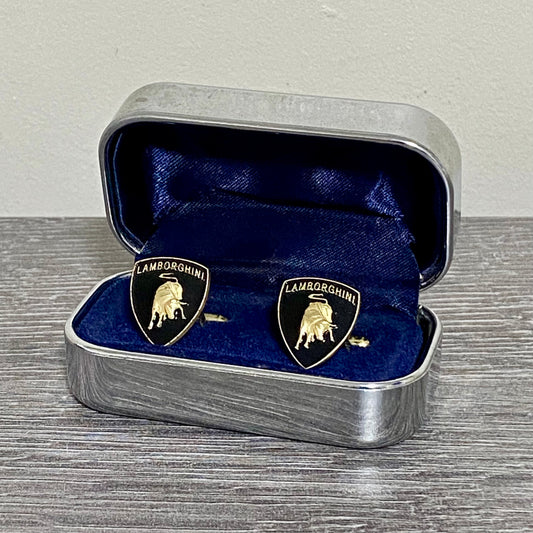 Genuine Lamborghini Cufflinks Vintage Pair Set Logo Emblem Bull Shield Car Rare