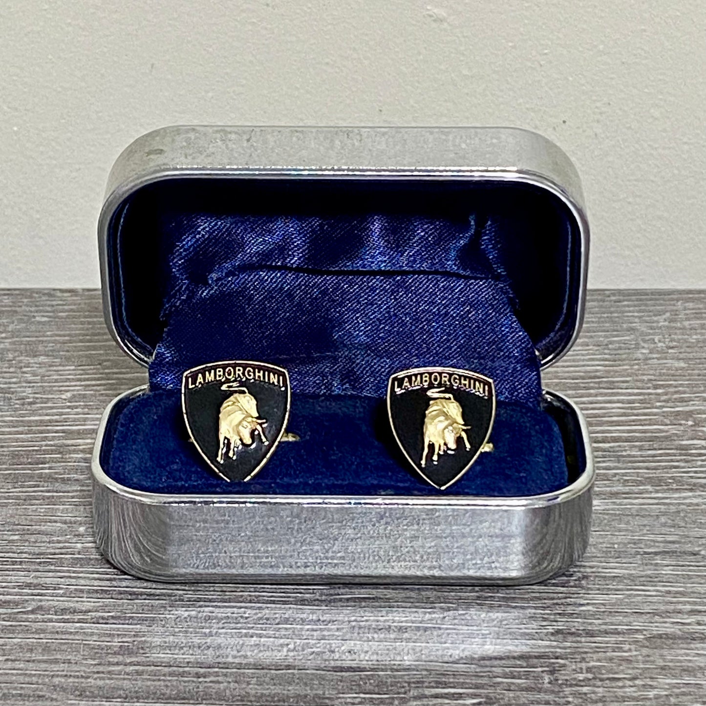 Genuine Lamborghini Cufflinks Vintage Pair Set Logo Emblem Bull Shield Car Rare