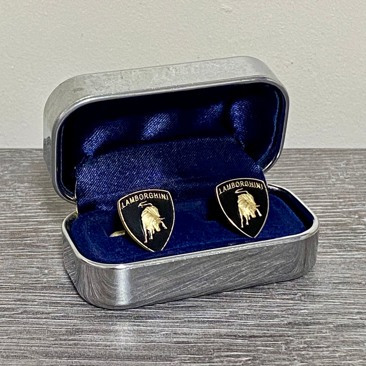 Genuine Lamborghini Cufflinks Vintage Pair Set Logo Emblem Bull Shield Car Rare