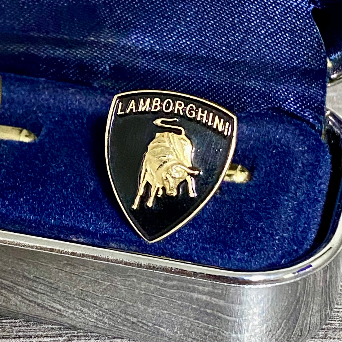 Genuine Lamborghini Cufflinks Vintage Pair Set Logo Emblem Bull Shield Car Rare
