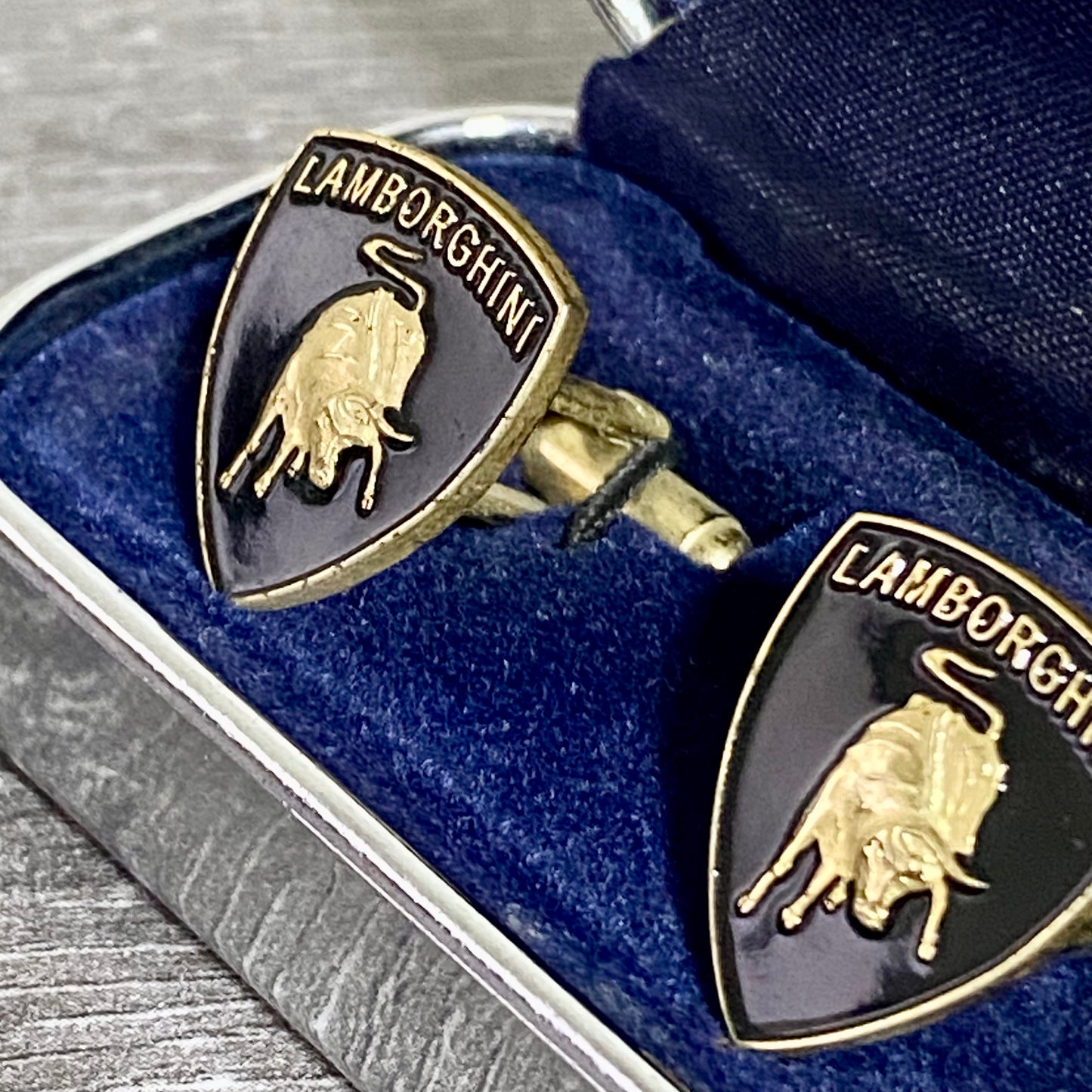 Genuine Lamborghini Cufflinks Vintage Pair Set Logo Emblem Bull Shield Car Rare