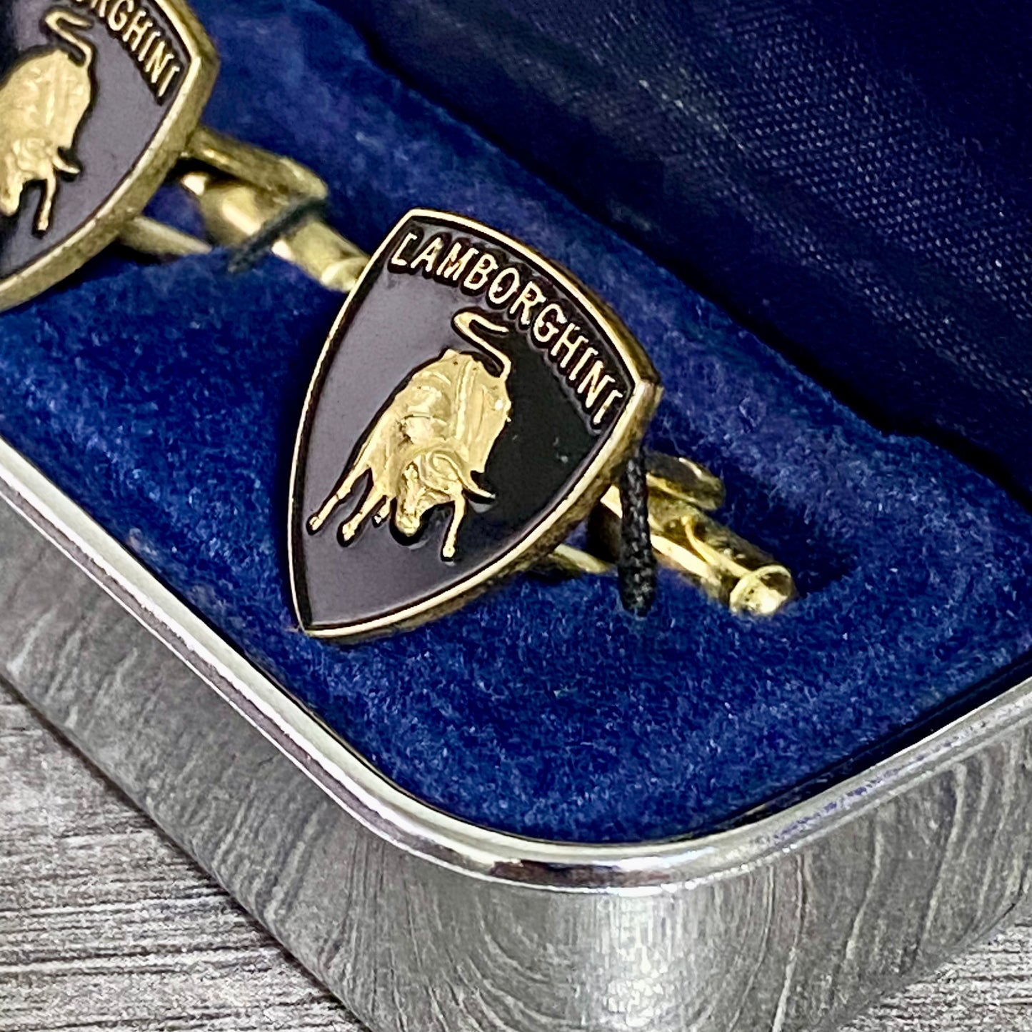 Genuine Lamborghini Cufflinks Vintage Pair Set Logo Emblem Bull Shield Car Rare