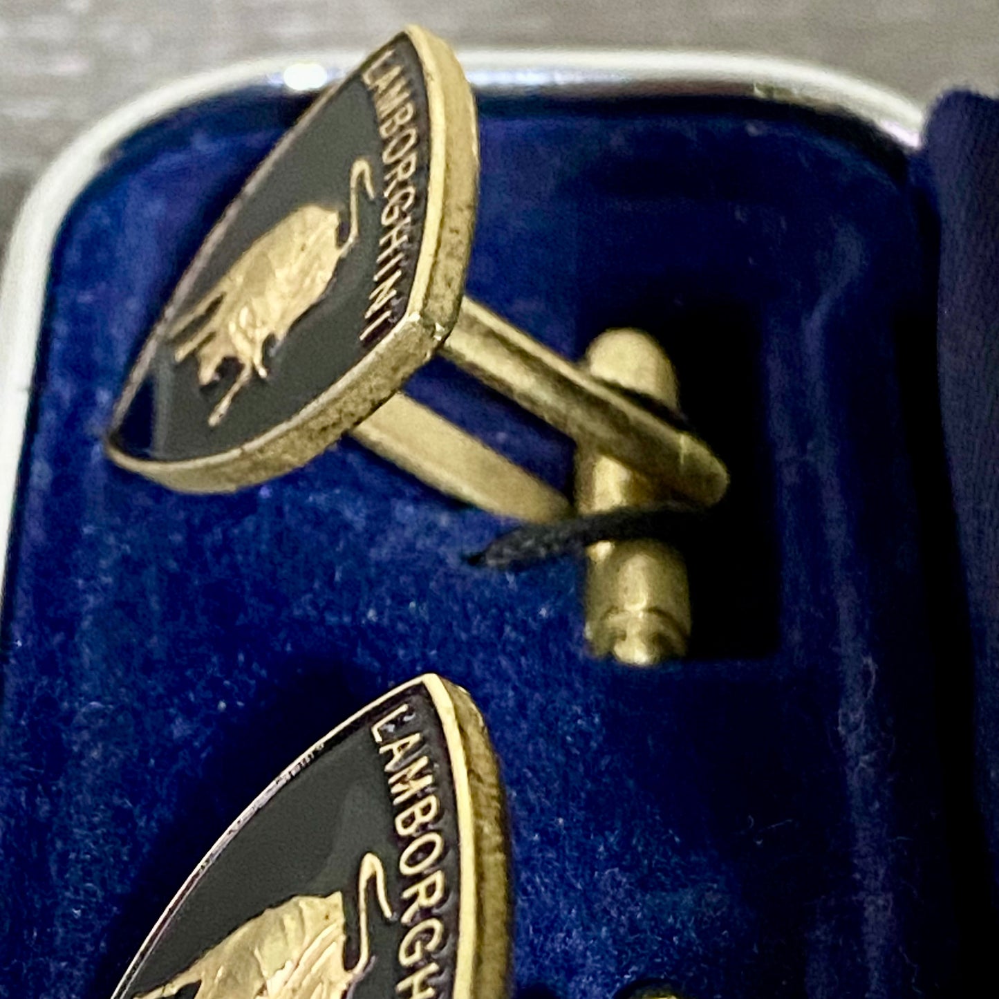 Genuine Lamborghini Cufflinks Vintage Pair Set Logo Emblem Bull Shield Car Rare