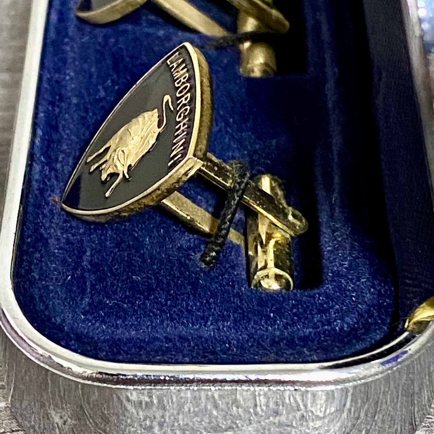 Genuine Lamborghini Cufflinks Vintage Pair Set Logo Emblem Bull Shield Car Rare