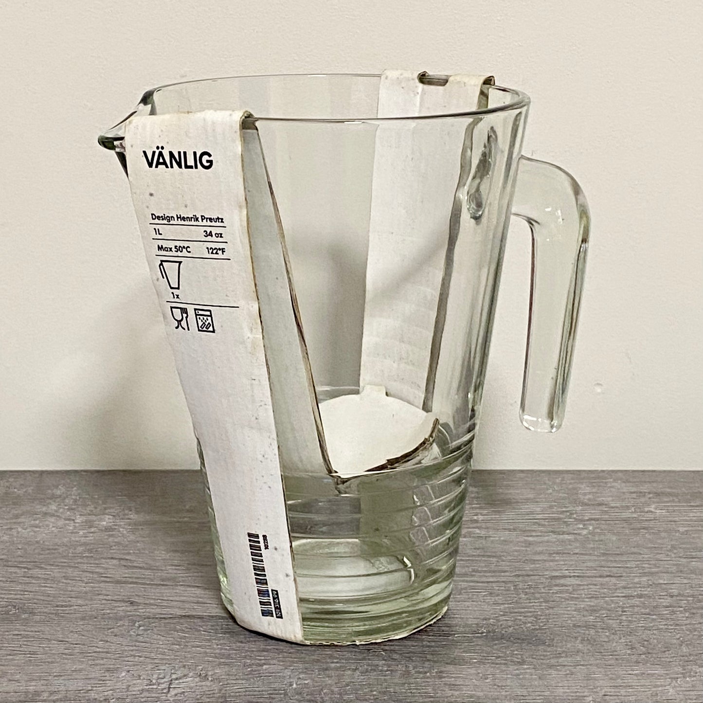 IKEA VÄNLIG Glass Pitcher Jug 1 Litre Heavy Duty Beverage Clear With Handle
