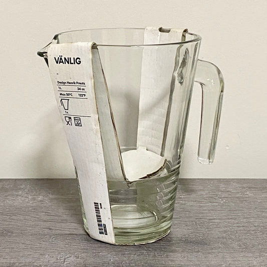 IKEA VÄNLIG Glass Pitcher Jug 1 Litre Heavy Duty Beverage Clear With Handle