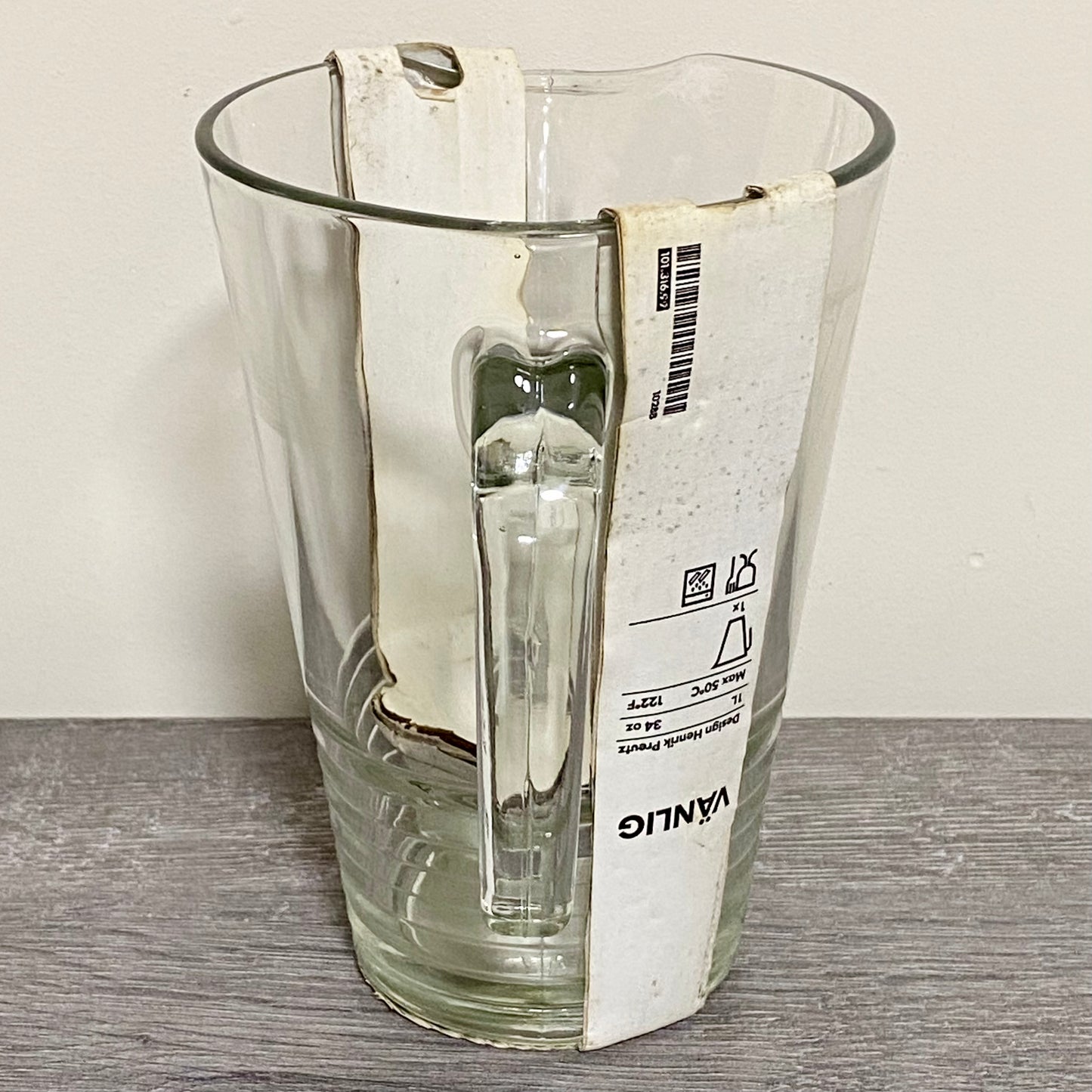 IKEA VÄNLIG Glass Pitcher Jug 1 Litre Heavy Duty Beverage Clear With Handle