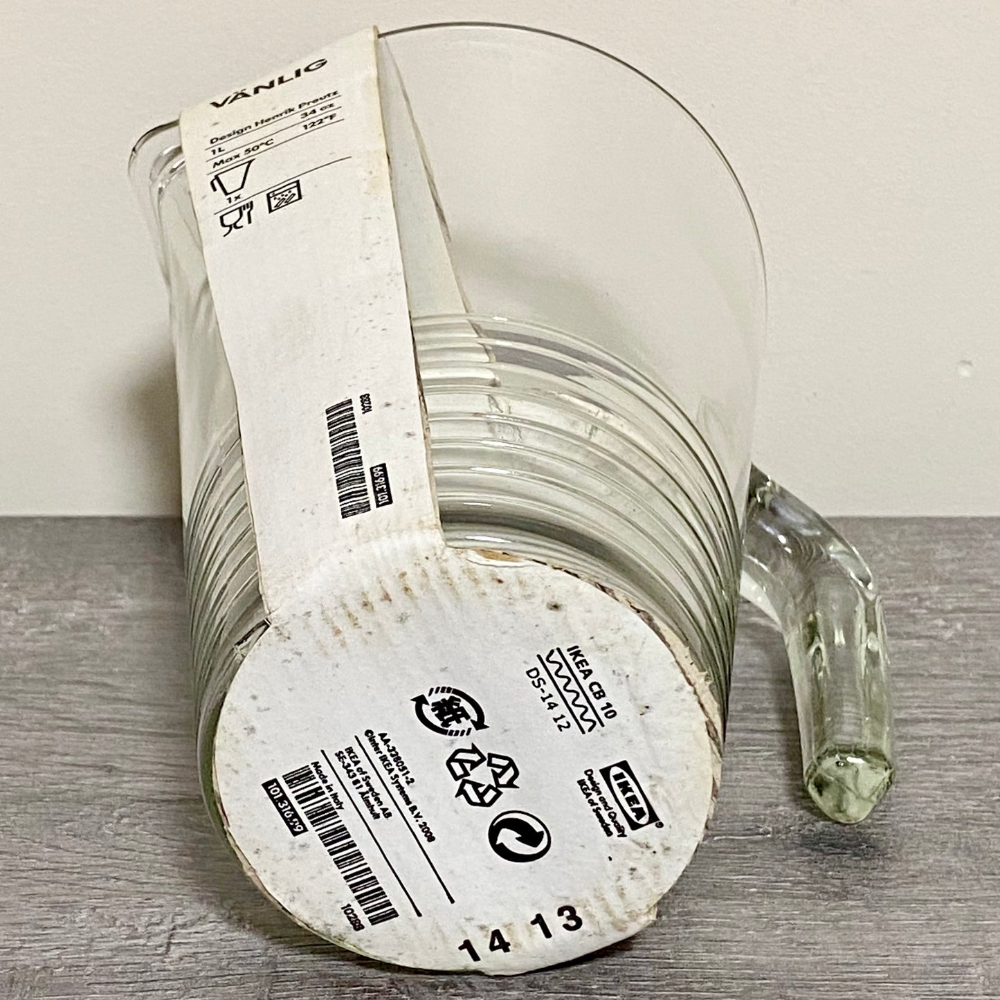 IKEA VÄNLIG Glass Pitcher Jug 1 Litre Heavy Duty Beverage Clear With Handle