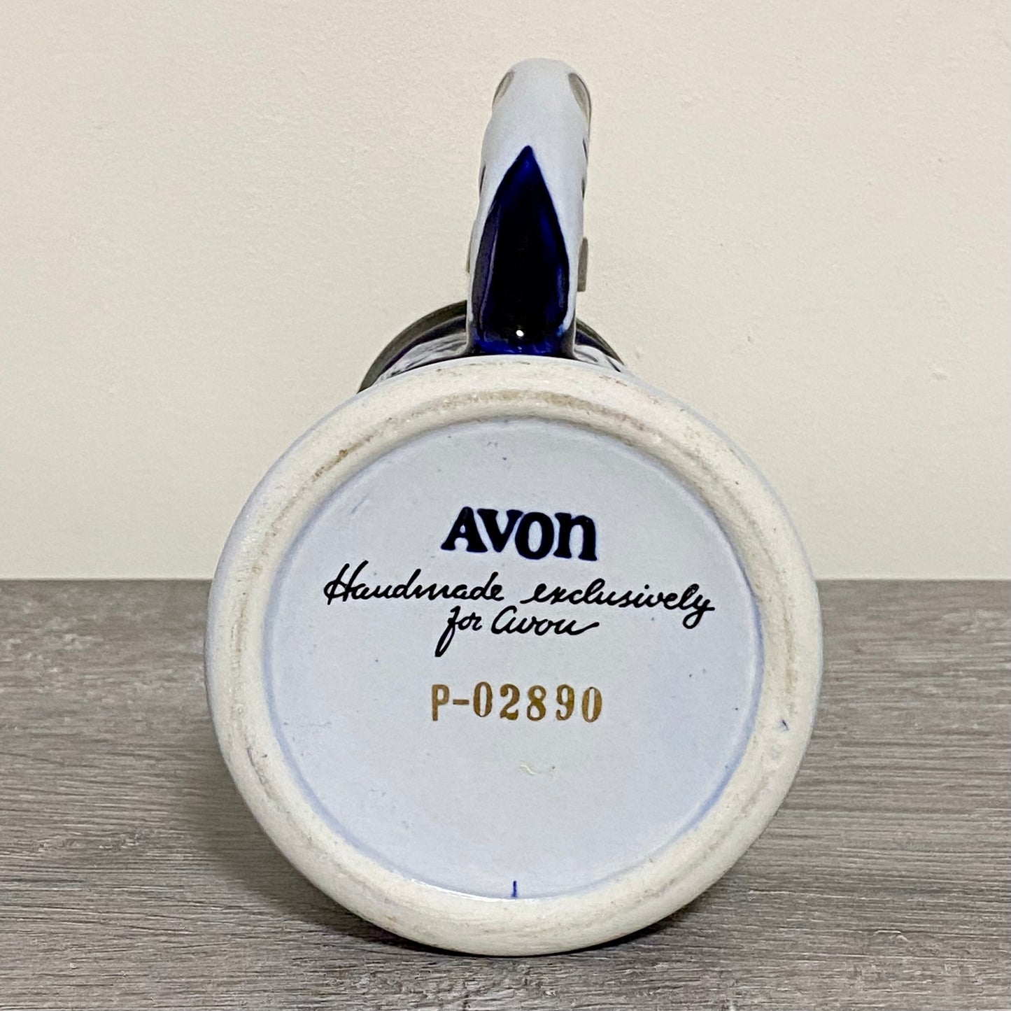 Vintage Avon Rocky Mountain Moose Ceramic Beer Stein Blue 1976 Tankard With Lid