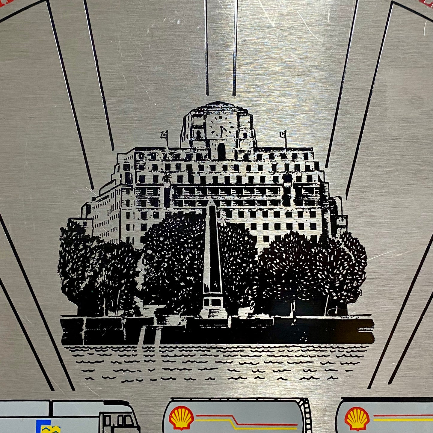 Shell Garage Train Locomotive Wall Sign Plaque Wood & Metal Man Cave Very Rare