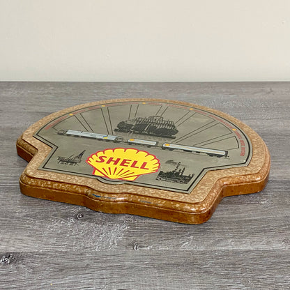 Shell Garage Train Locomotive Wall Sign Plaque Wood & Metal Man Cave Very Rare