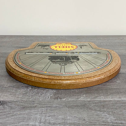 Shell Garage Train Locomotive Wall Sign Plaque Wood & Metal Man Cave Very Rare