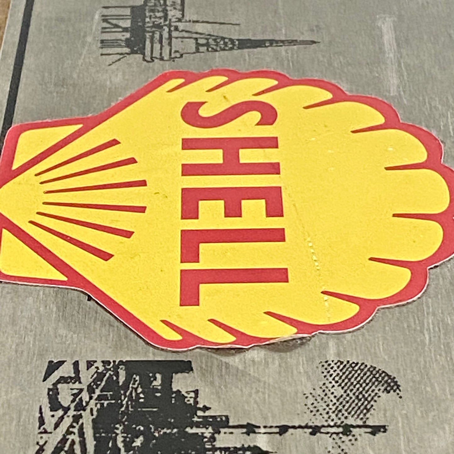 Shell Garage Train Locomotive Wall Sign Plaque Wood & Metal Man Cave Very Rare