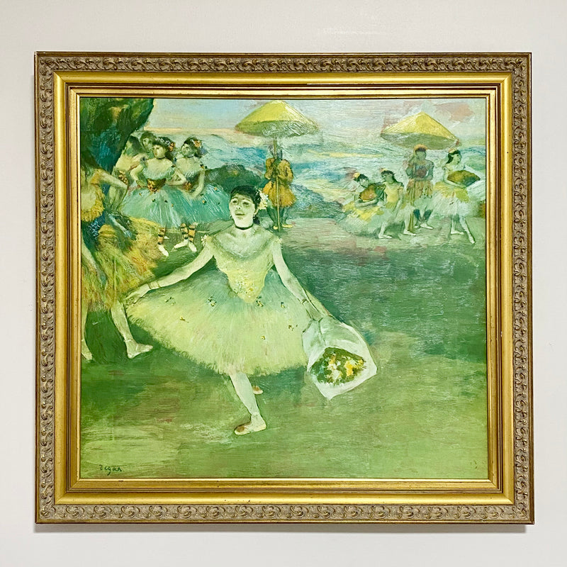 Antique Dancer With A Bouquet Curtseying Signed Edgar Degas Painting Framed Rare