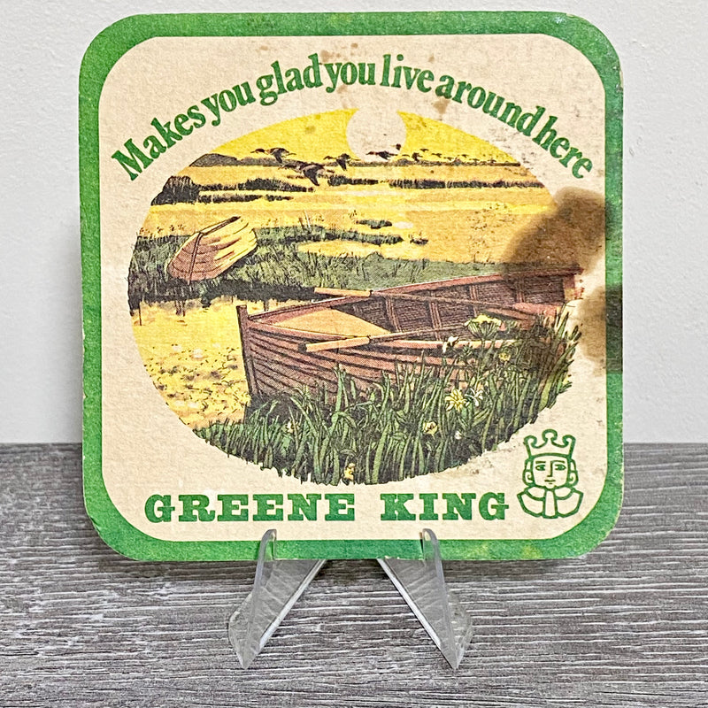 Vintage Greene King Makes You Glad You Live Around Here Beer Mat 1979 Suffolk