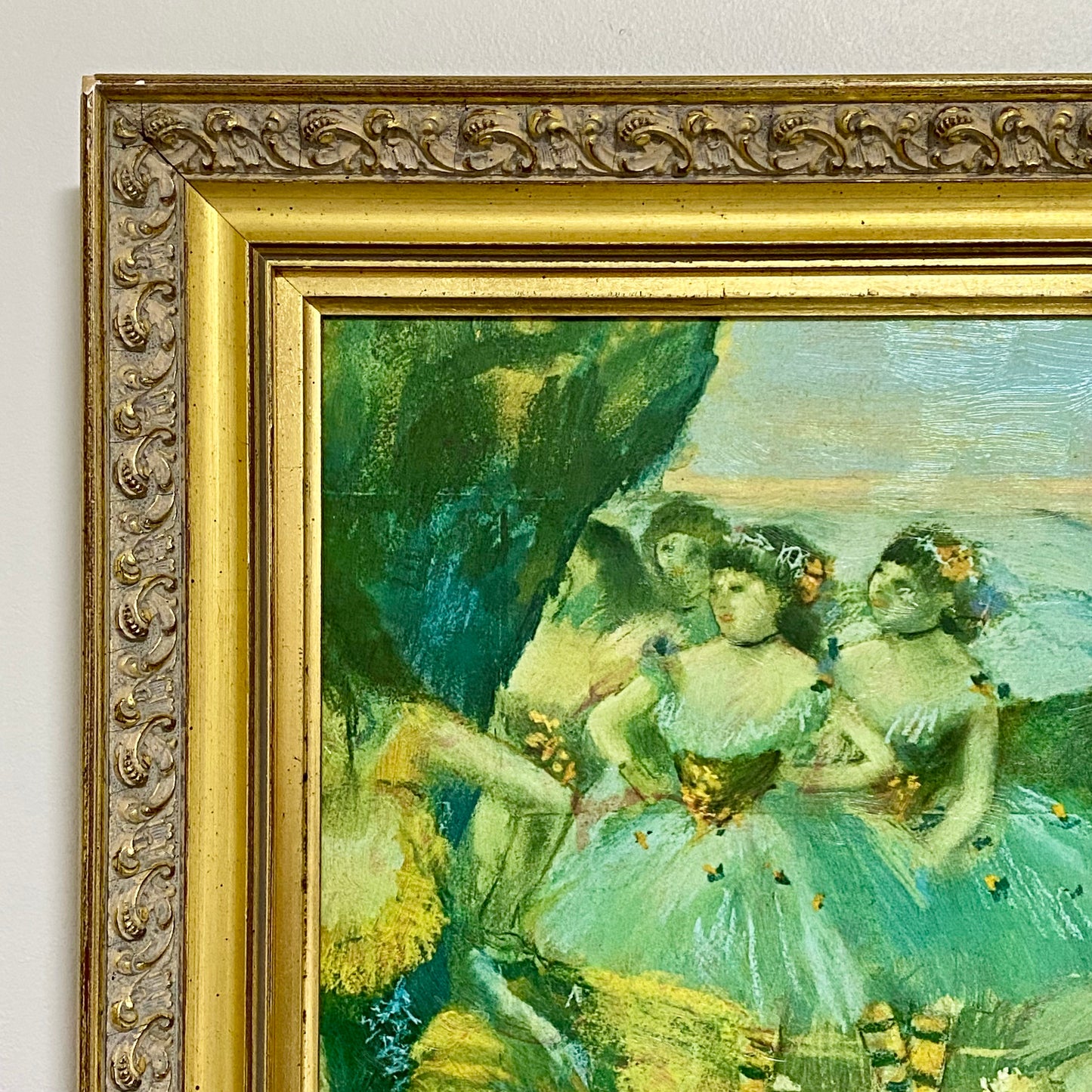 Antique Dancer With A Bouquet Curtseying Signed Edgar Degas Painting Framed Rare