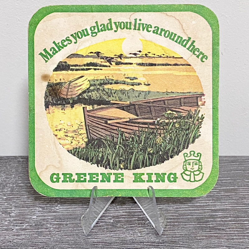 Vintage Greene King Makes You Glad You Live Around Here Beer Mat 1979 Suffolk