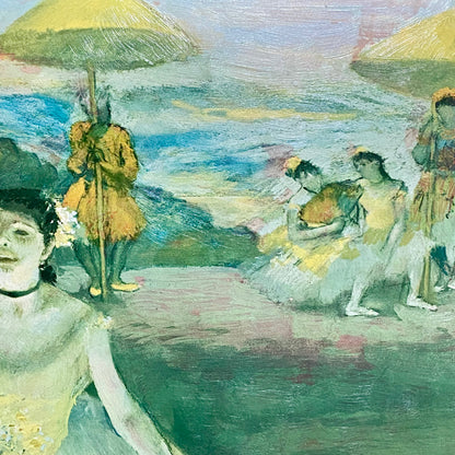 Antique Dancer With A Bouquet Curtseying Signed Edgar Degas Painting Framed Rare