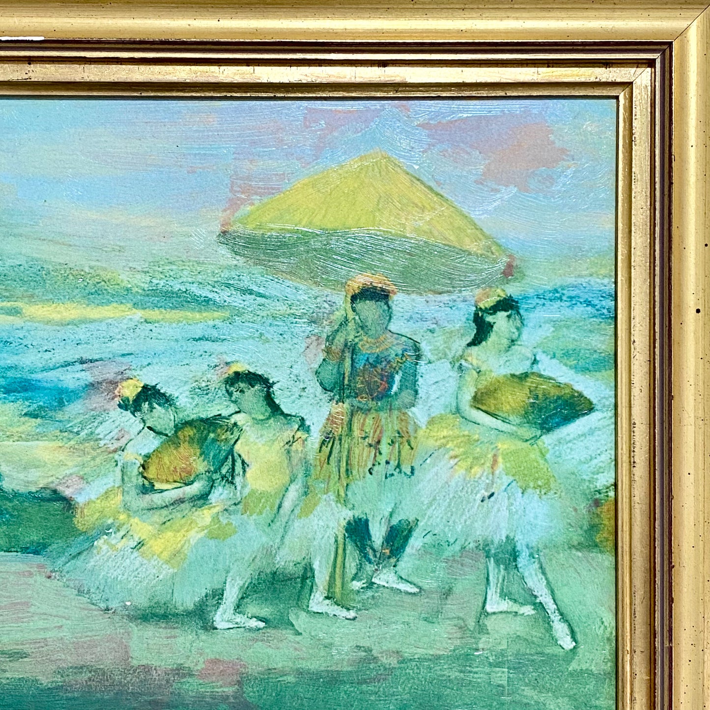Antique Dancer With A Bouquet Curtseying Signed Edgar Degas Painting Framed Rare