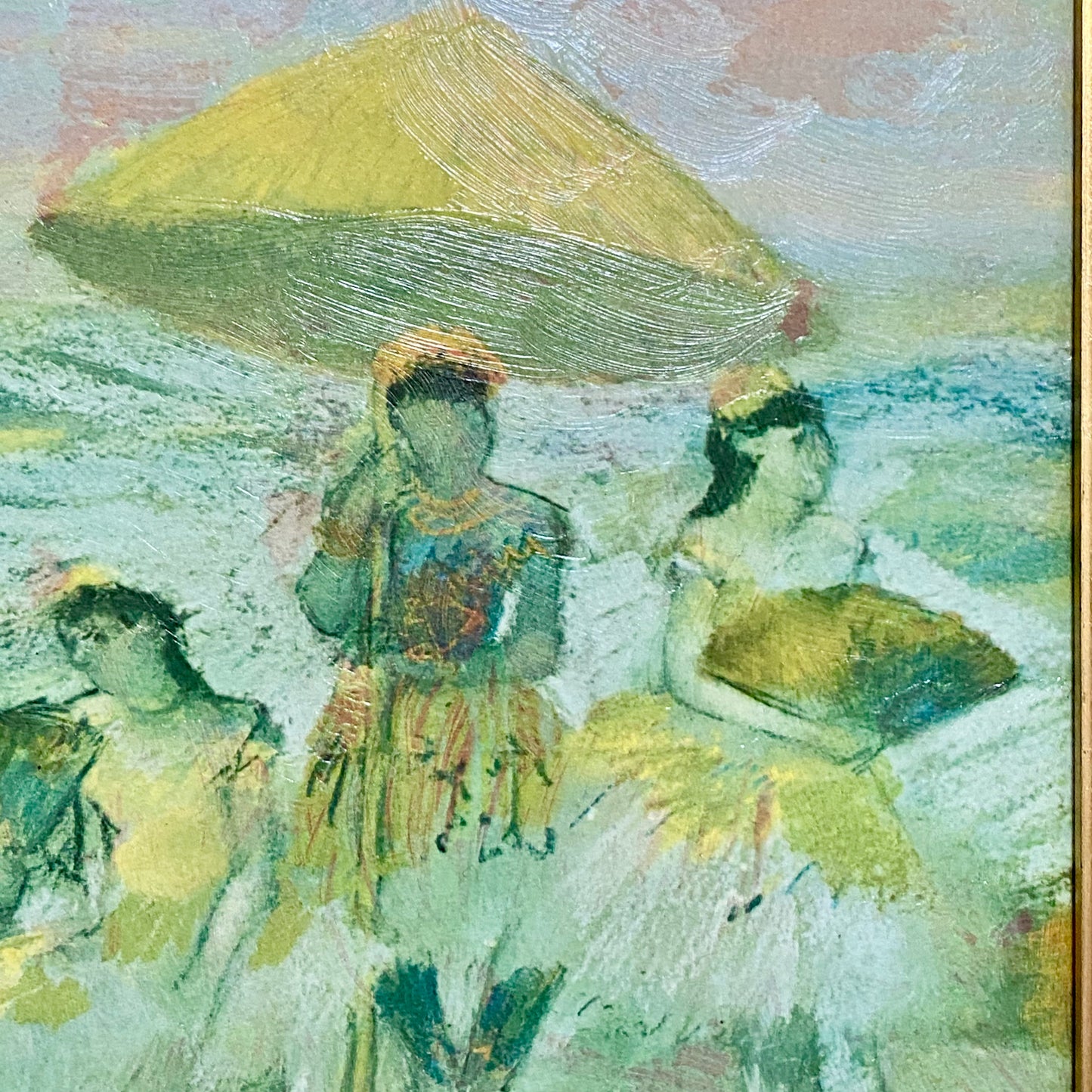 Antique Dancer With A Bouquet Curtseying Signed Edgar Degas Painting Framed Rare