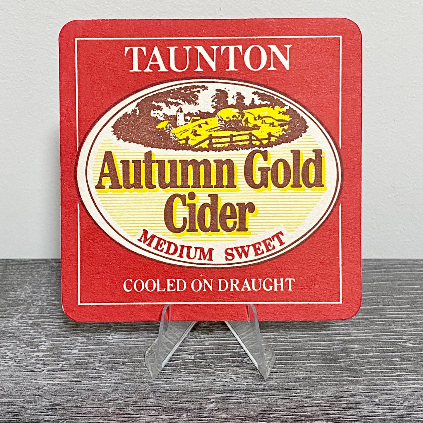 Vintage Taunton Autumn Gold Cider Medium Sweet Cooled On Draught Retro Beer Mat