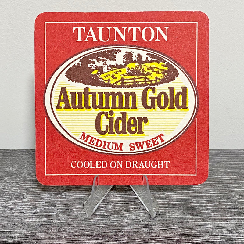 Vintage Taunton Autumn Gold Cider Medium Sweet Cooled On Draught Retro Beer Mat