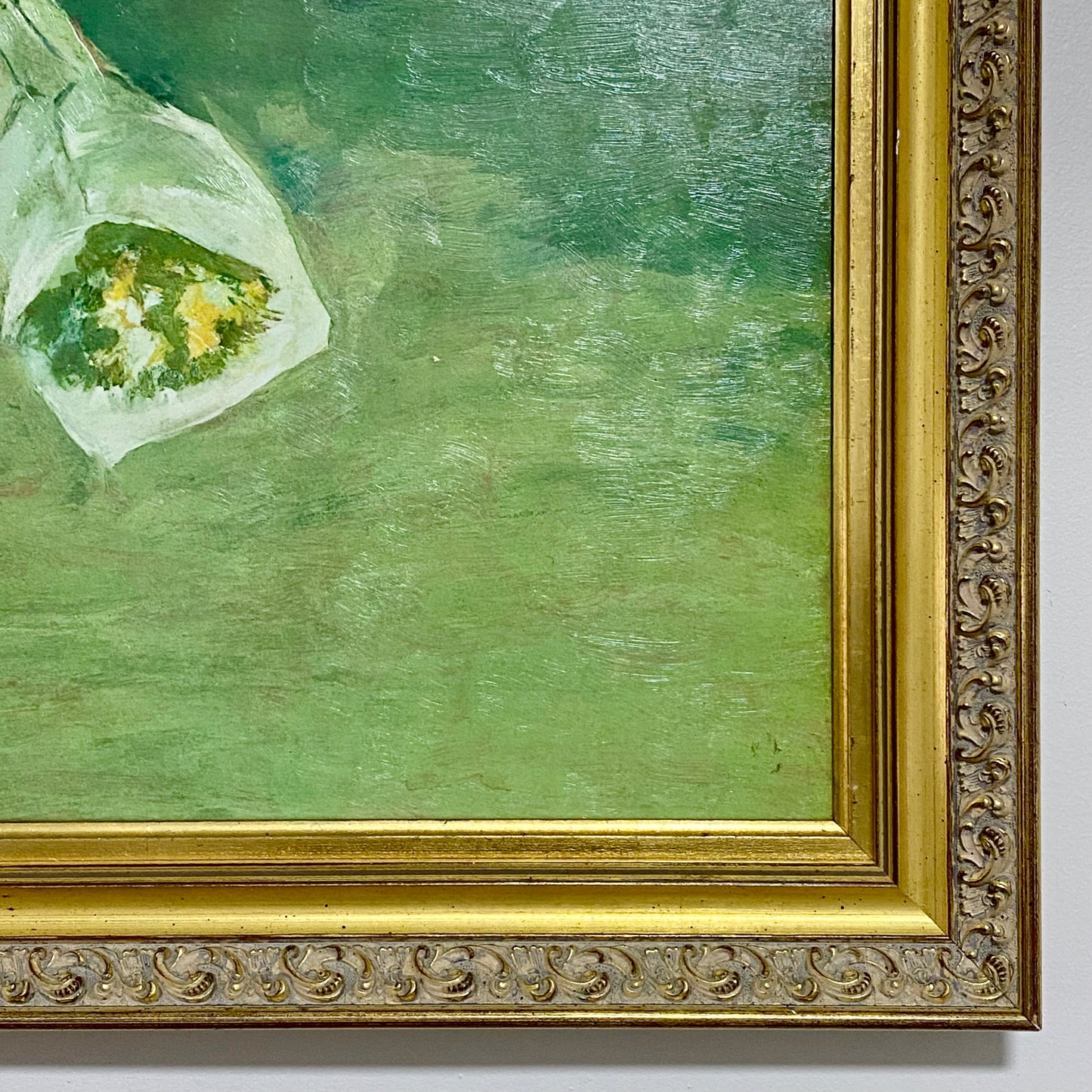 Antique Dancer With A Bouquet Curtseying Signed Edgar Degas Painting Framed Rare