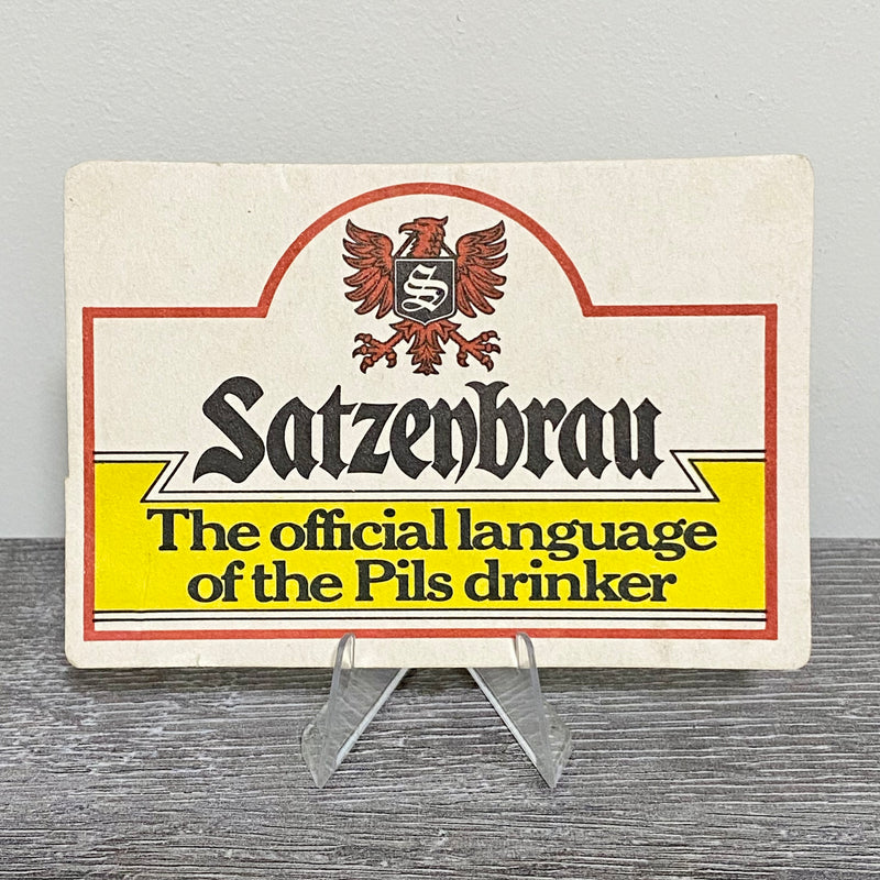 Vintage Satzenbrau The Official Language Of The Pils Drinker Retro Card Beer Mat