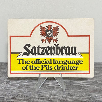 Vintage Satzenbrau The Official Language Of The Pils Drinker Retro Card Beer Mat