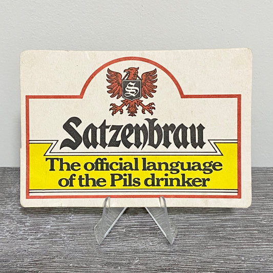 Vintage Satzenbrau The Official Language Of The Pils Drinker Retro Card Beer Mat