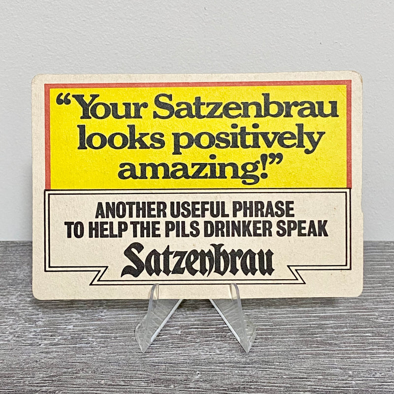 Vintage Satzenbrau The Official Language Of The Pils Drinker Retro Card Beer Mat